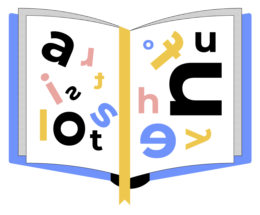 Book with jumbled letters